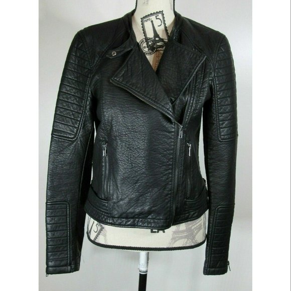 Cupcakes and Cashmere Motorcycle Jacket, Black, Faux leather, Womens Size Small - Picture 2 of 9